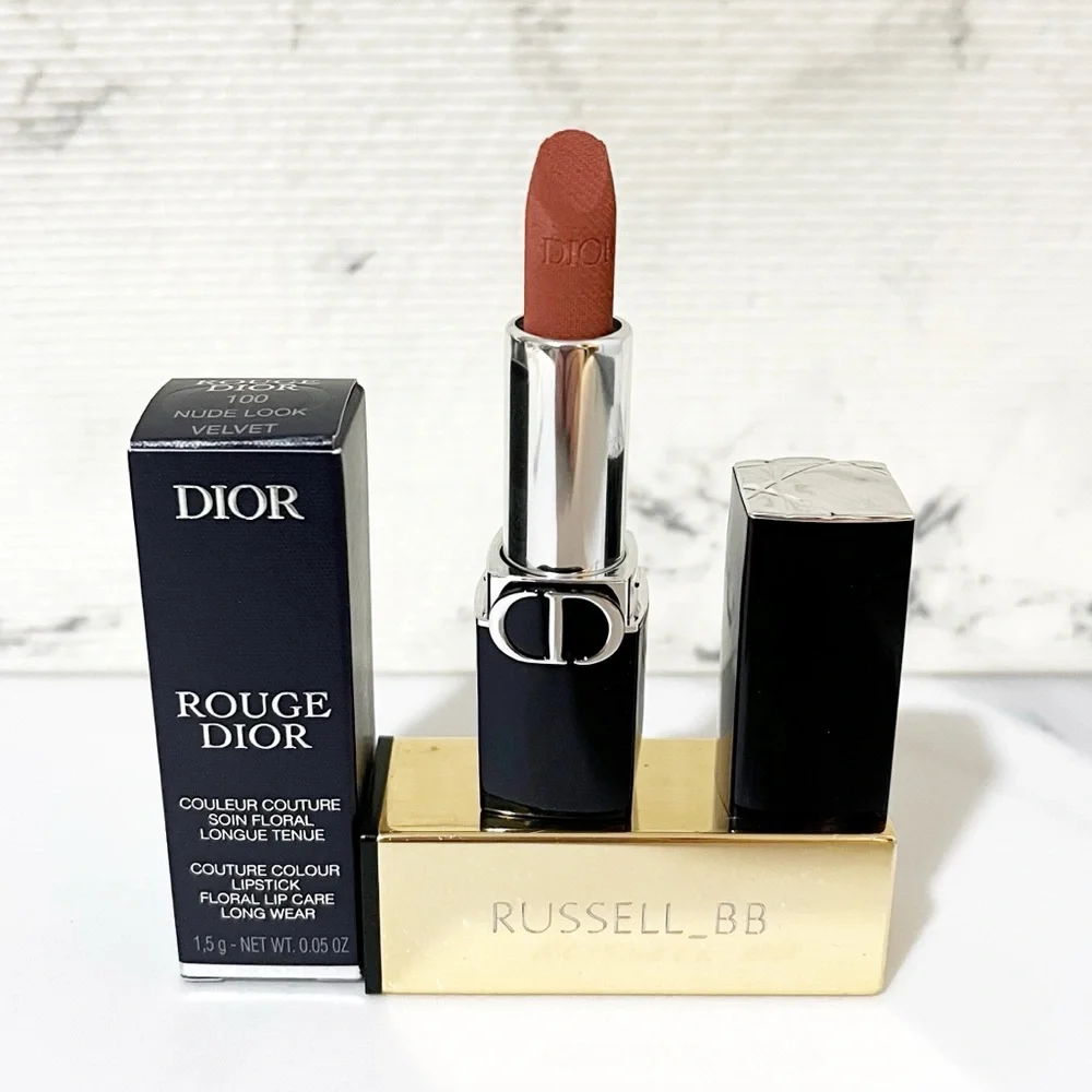 Dior Rouge Lipstick Color 100 Nude Look Velvet • Travel Size